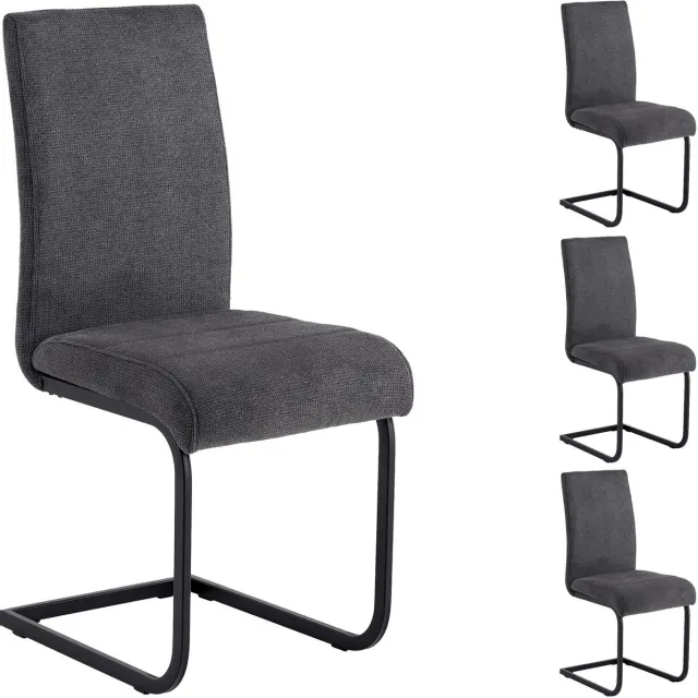 IDIMEX Schommelstoelen LETICIA, set van 4 - antraciet/zwart grijs