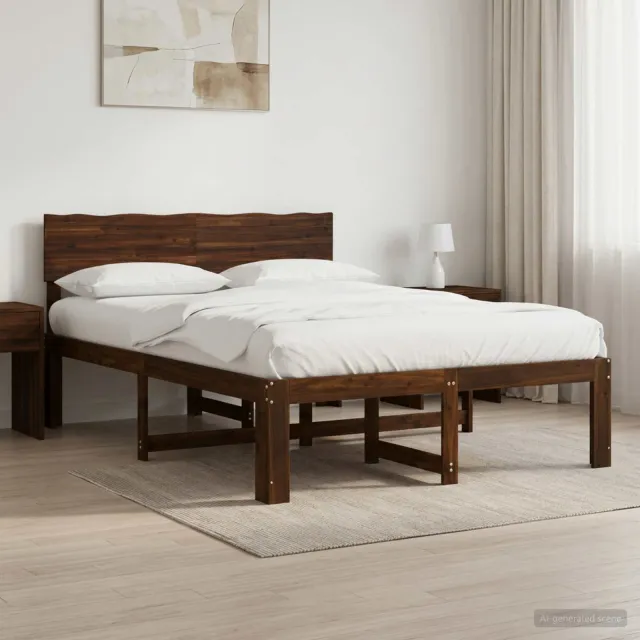 vidaXL Tweepersoonsbed met hoofdeinde ROSTOCK Donkerbruin 150 x 200 cm