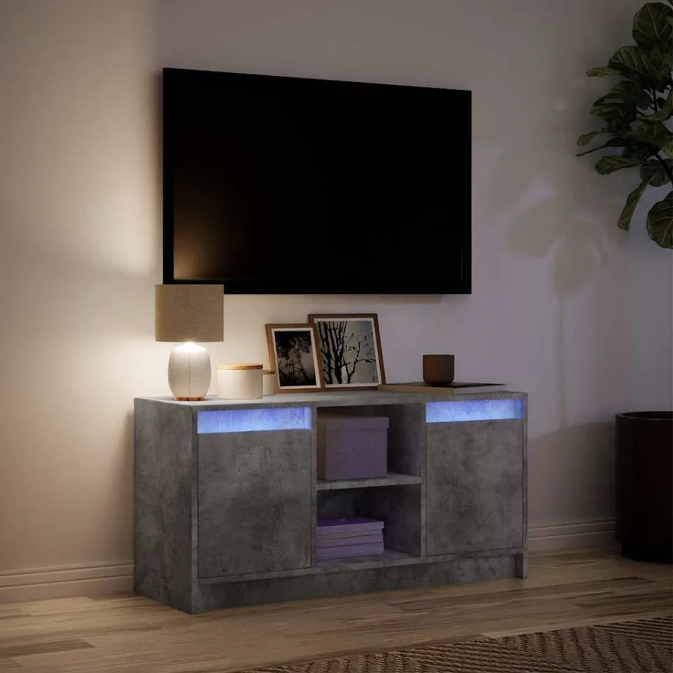 vidaXL Tv-meubel met LED 100x34x50 cm bewerkt hout betongrijs grijs, foto 4