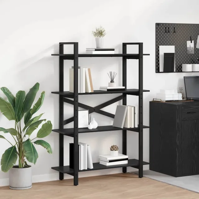 vidaXL Boekenkast 4-laags 100 x 33,5 x 140 cm Bewerkt hout Zwart Eiken