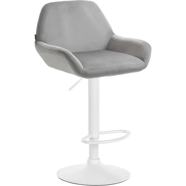 Luxe Comfort Barkruk - Verstelbaar - Fluweel - Grijs wit/grijs