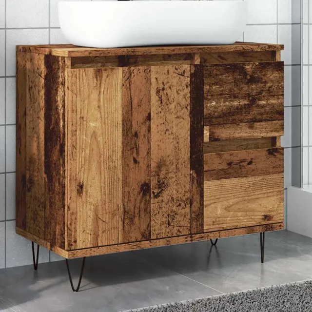 vidaXL Badkamerkast 65x33x60 cm bewerkt hout oud houtkleurig Bruin