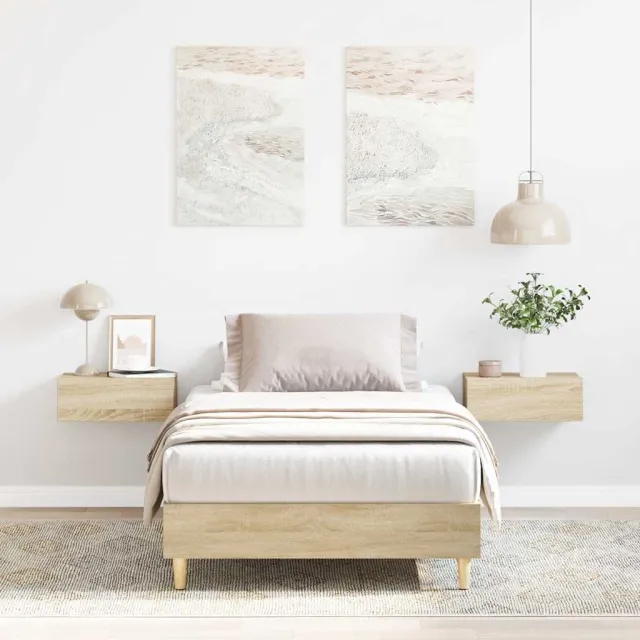 vidaXL Bedframe zonder matras 75x190 cm spaanplaat sonoma eikenkleurig Bruin