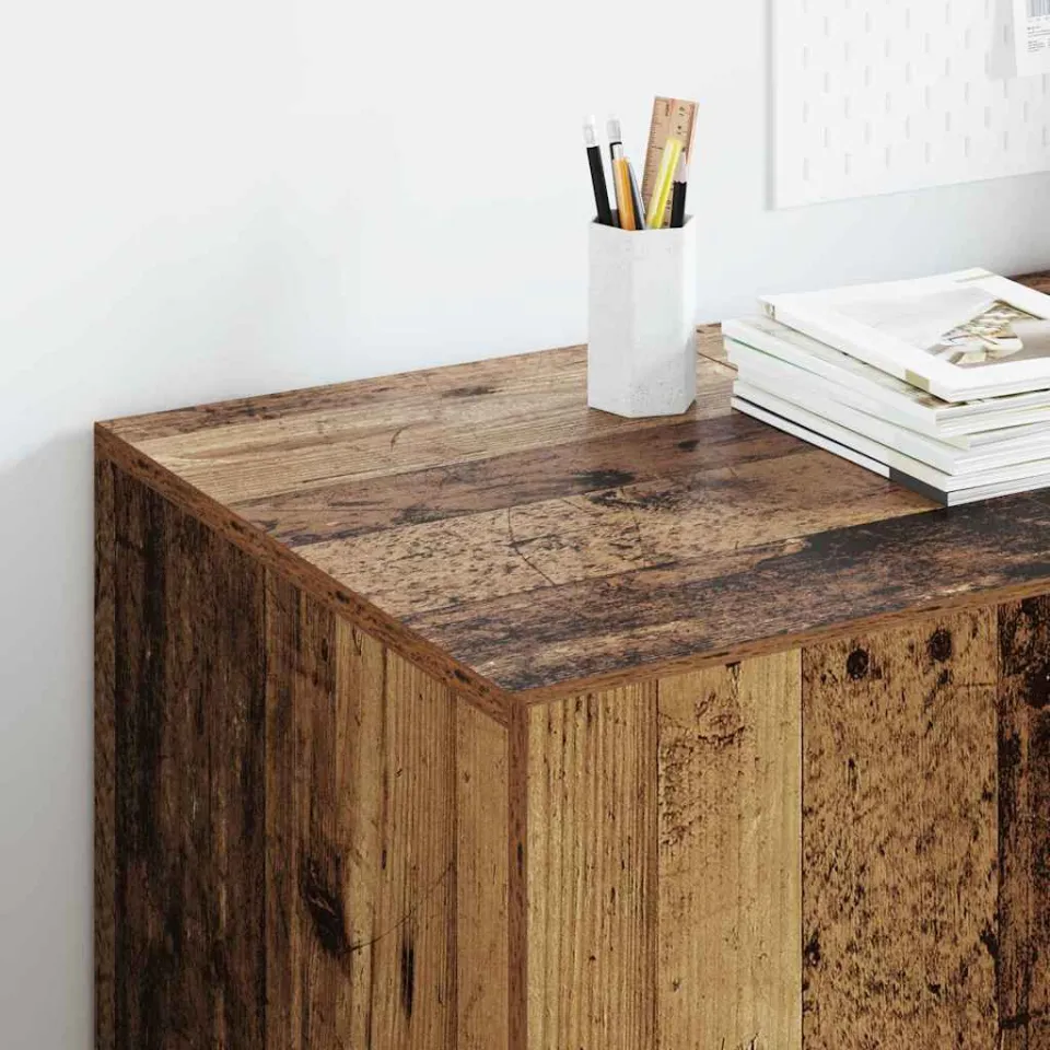 vidaXL Bureau Oud Hout Bewerkt hout 140 x 50 x 75 cm bruin, foto 4