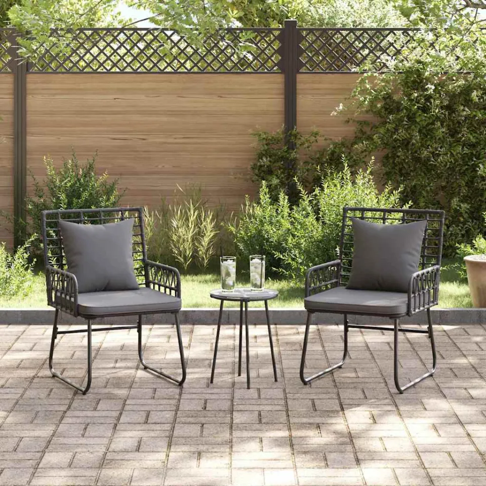 vidaXL Tuin eettafelset 3 st Zwart en Anthraciet poly rattan, foto 3