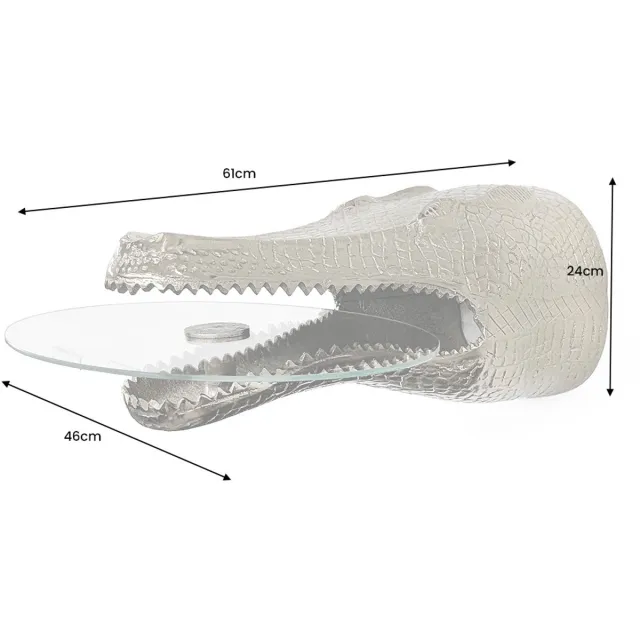 Invicta Interior Design Hangtafel WILDLIFE CROCODILE 60cm Zilverkleurig Metalen Krokodil Bijzettafel - 44843 Zie omschrijving