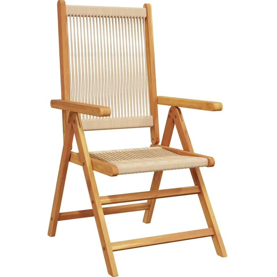 vidaXL 7-delige Tuinset polypropeen en massief hout beige