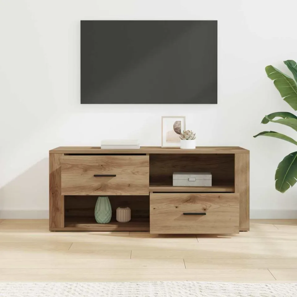 vidaXL TV-kast 100 x 35 x 40 cm Artisan Eiken Bewerkt hout, foto 4