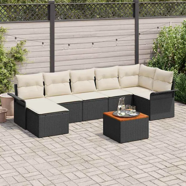 vidaXL Tuinbankenset 8 st Zwart poly rattan, foto 2