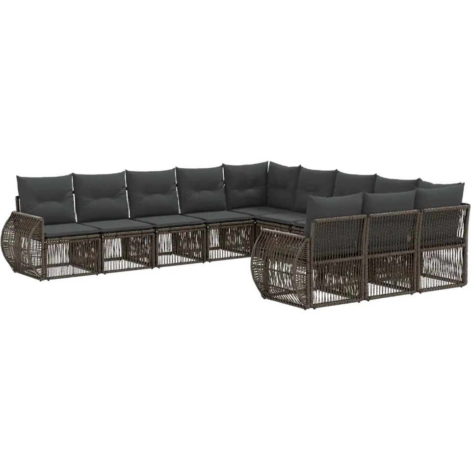 vidaXL Tuinbankenset 11 st 11-zits Grijs en Donkergrijs poly rattan, foto 3
