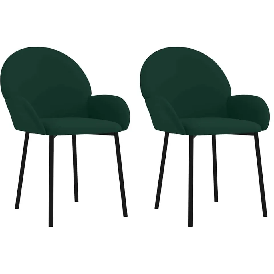 vidaXL Eetkamerstoelen 2 st fluweel donkergroen groen, foto 3