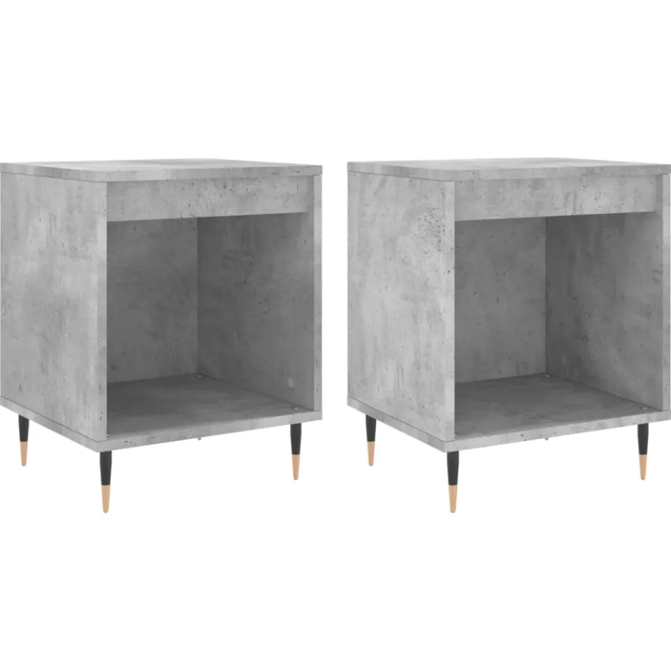vidaXL Nachtkastjes 2 st 40x35x50 cm bewerkt hout betongrijs grijs, foto 3