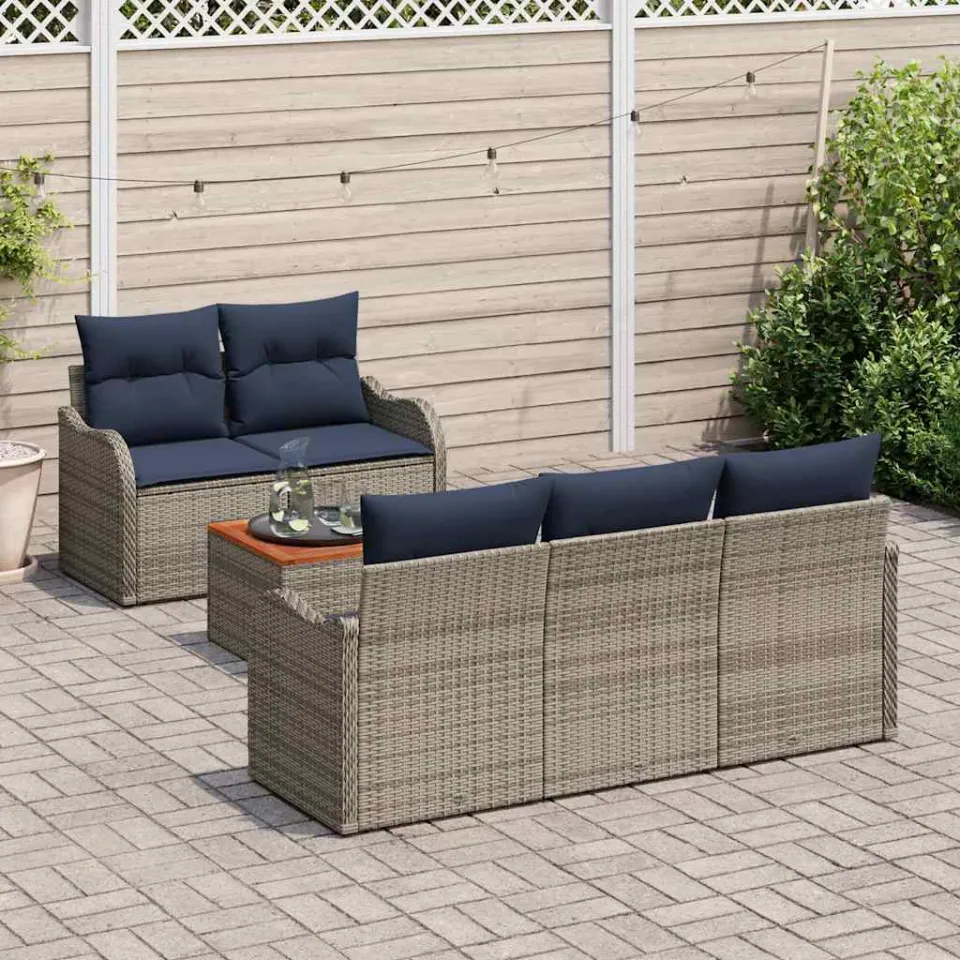 vidaXL Tuinbankenset 6 st Grijs poly rattan, foto 3