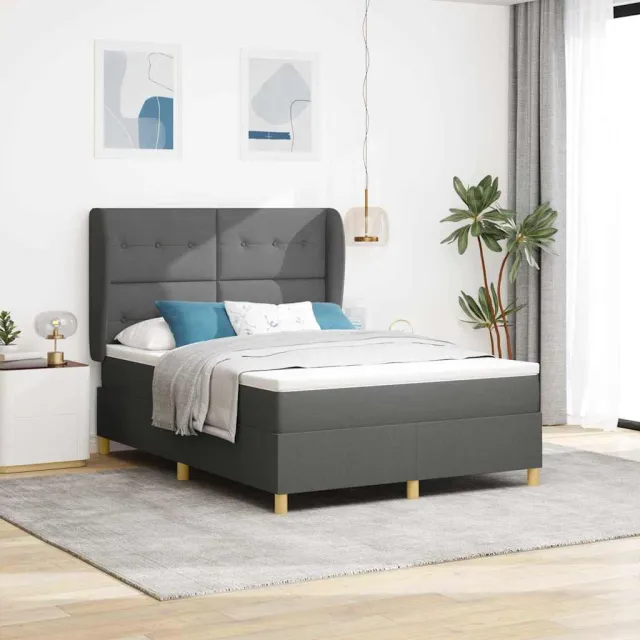 vidaXL Boxspringbed met hoofdeinde Donkergrijs 200 x 160 cm Stof