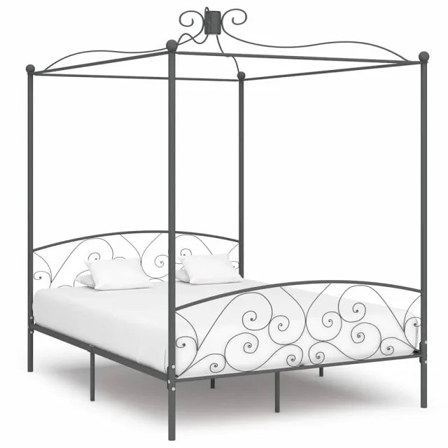 vidaXL Hemelbedframe metaal grijs 160x200 cm
