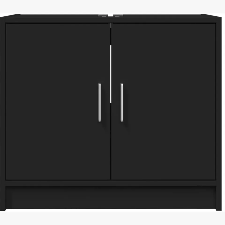 vidaXL Wastafelkast 63x29x55 cm bewerkt hout zwart, foto 4