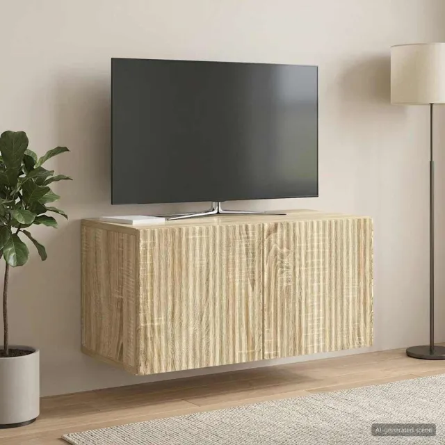 vidaXL Wandbeugel TV-kast 59,5 x 31 x 30 cm Sonoma Eiken Bewerkt hout Bruin
