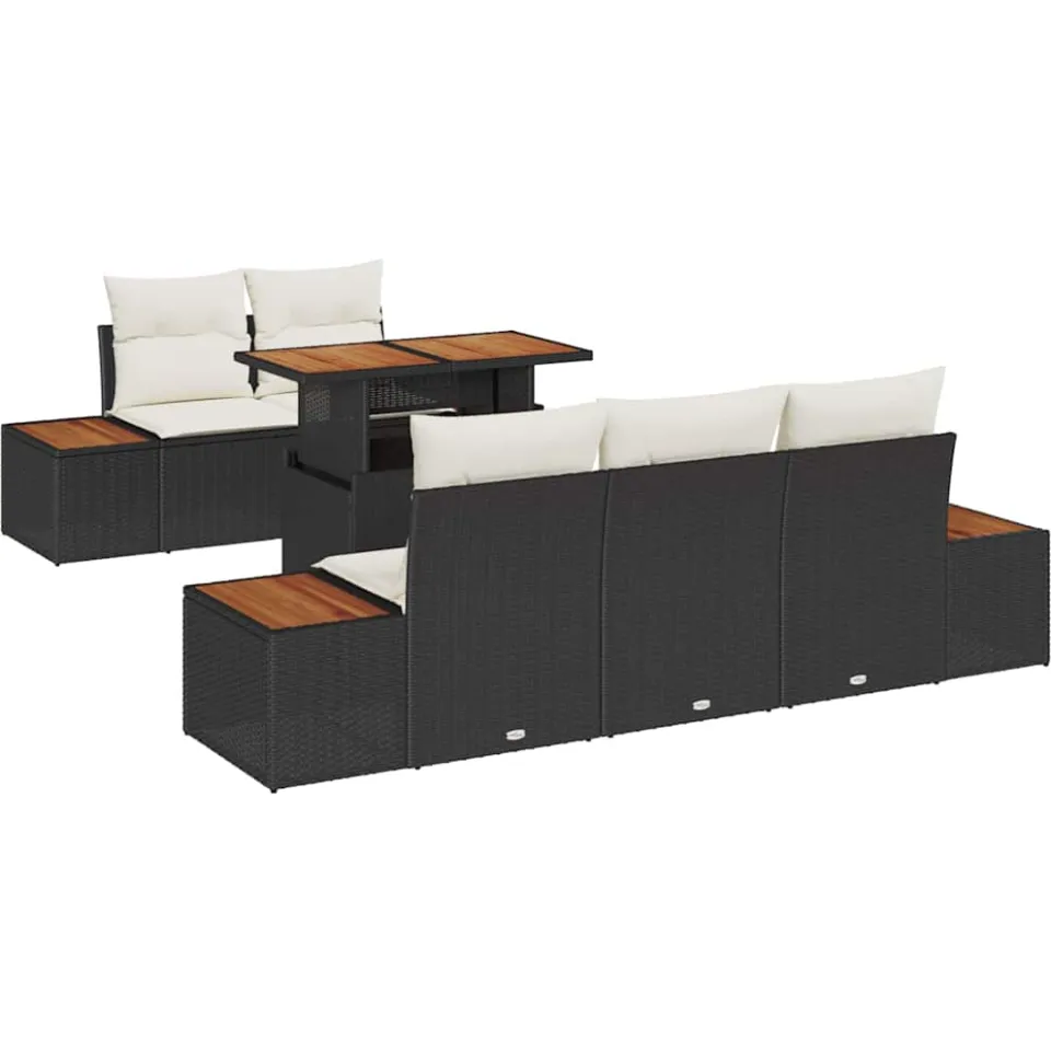 vidaXL Tuin Sofa Set 6 st Zwart Poly riet