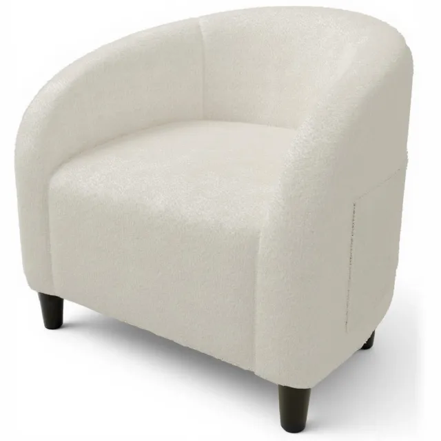 Triumpunpre Teddyfleece Fauteuil - 71x66x74cm - Elegante Tonstoel - U-Vormige Rugleuning - Gevuld Zitkussen - Comfortabele Clubstoel - Accentstoel Voor Woonkamer - Wit