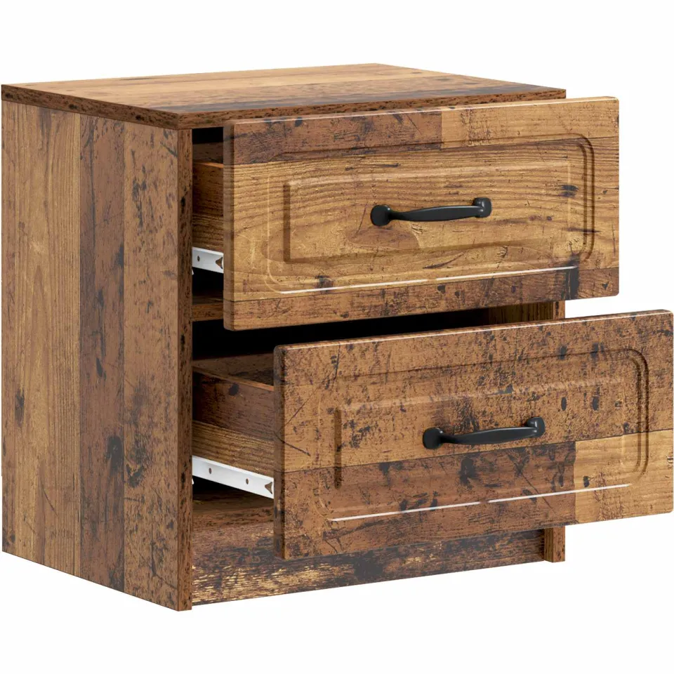 vidaXL Nachtkastje Oud hout 43 x 34,5 x 44,5 cm Bewerkt hout bruin, foto 3