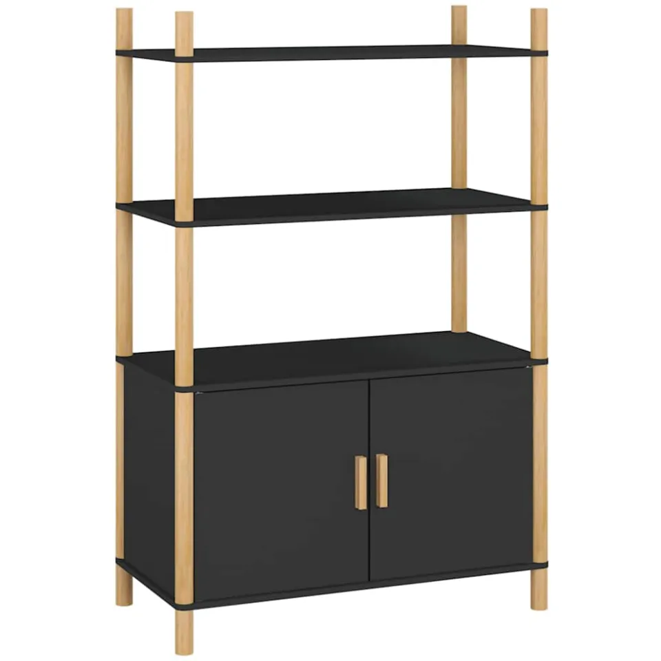 vidaXL Hoge kast 80x40x121 cm bewerkt hout zwart, foto 3
