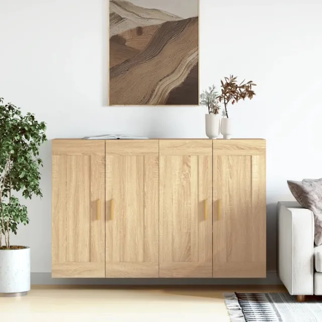 vidaXL Hangkasten 2 st bewerkt hout sonoma eikenkleurig Bruin