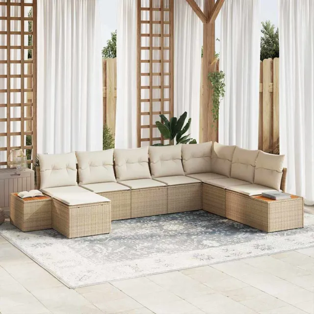 vidaXL Tuinbankenset 8 st Beige Poly riet, foto 2