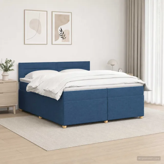 vidaXL Boxspringbed met matras met hoofdeinde Blauw 200 x 200 cm Stof