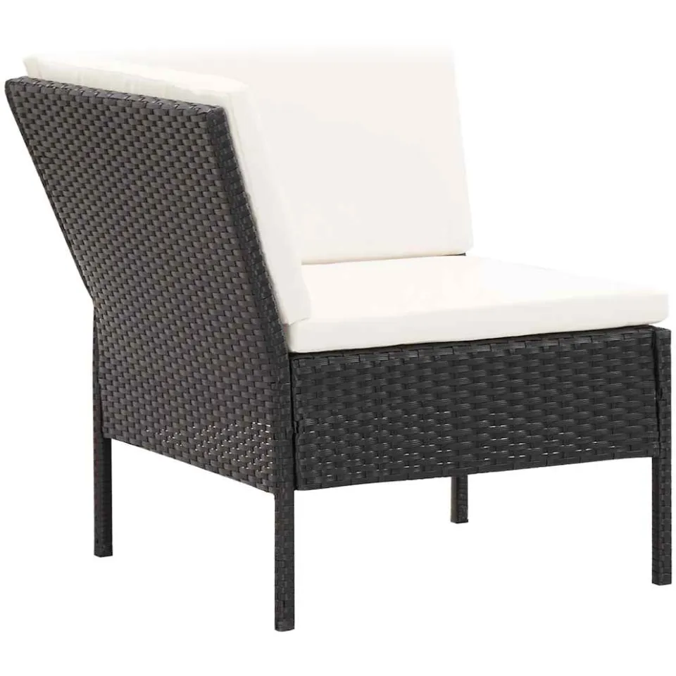 vidaXL 6-delige Loungeset met kussens poly rattan zwart