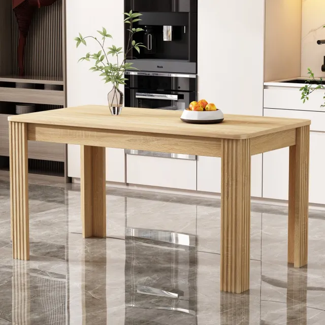 MEUNIQ rechthoekige eettafel 116 x 65 x 75 cm met vier tafelpoten, houtlook tafelblad voor eetkamer of woonkamer, eiken Oak