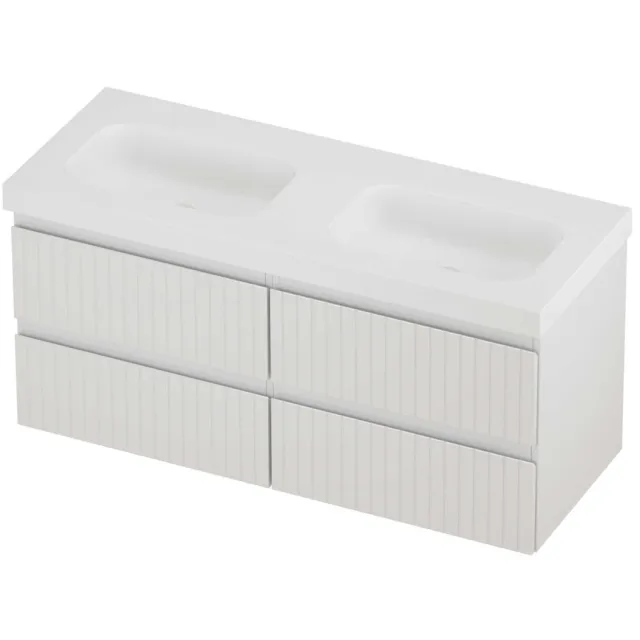 Proline Haga Badmeubelset Polystone Mezza 4 Laden 120x46x58 cm Mat White Glans Wit