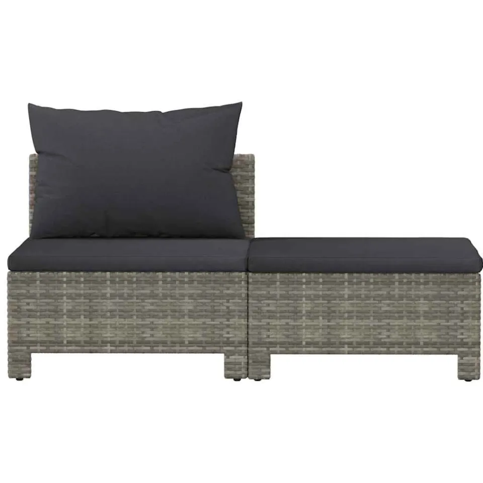 vidaXL 2-delige tuinloungeset met kussens grijs poly rattan, foto 4