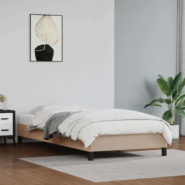 vidaXL Bedframe kunstleer cappuccinokleurig 90x200 cm Bruin