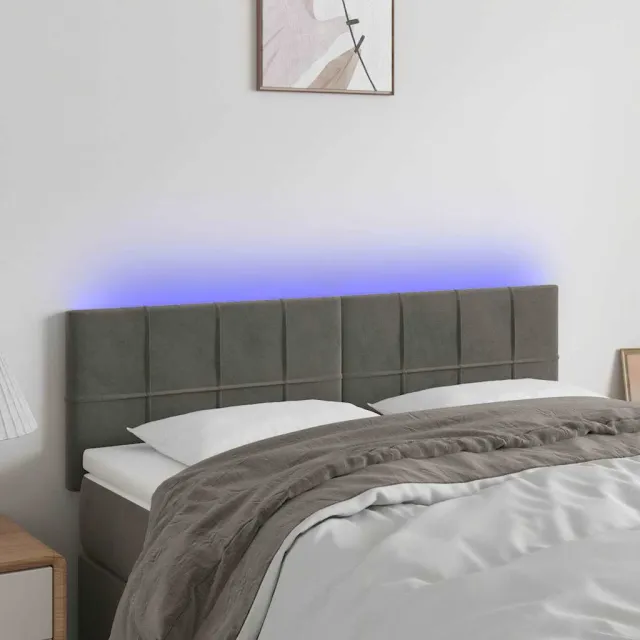vidaXL Hoofdbord LED 144x5x78/88 cm fluweel donkergrijs grijs
