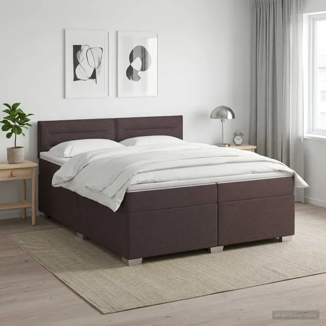 vidaXL Boxspringbed met matras Donkerbruin 200 x 200 cm Stof