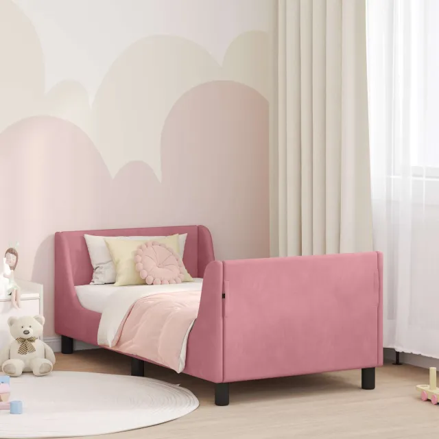 vidaXL Bedframe voor kinderen met hoofdbord Roze 80 x 160 cm Fluweel