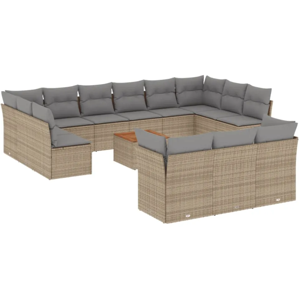 vidaXL Patio Sofa Set 13-zits Mix Beige en Lichtgrijs