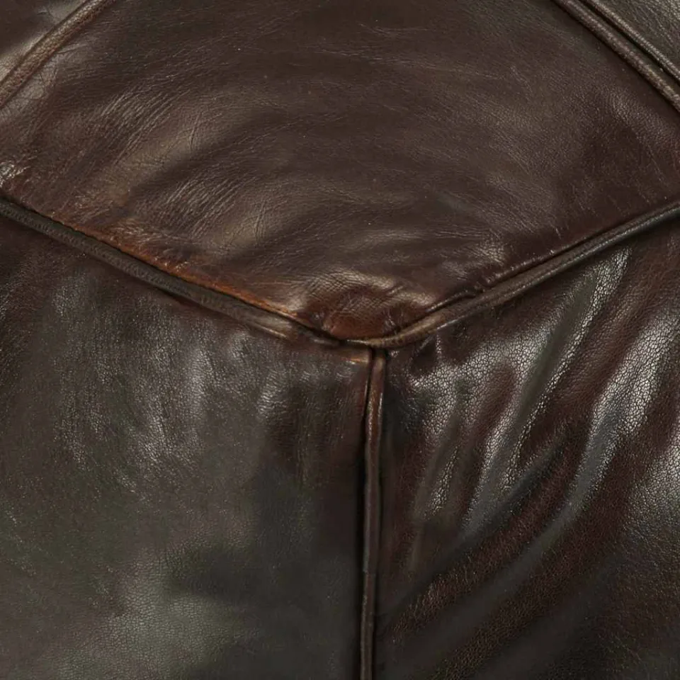 vidaXL Poef 60x60x30 cm echt geitenleer donkerbruin bruin, foto 4