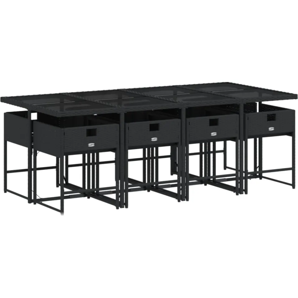 vidaXL 9-delige Tuinset poly rattan zwart, foto 4