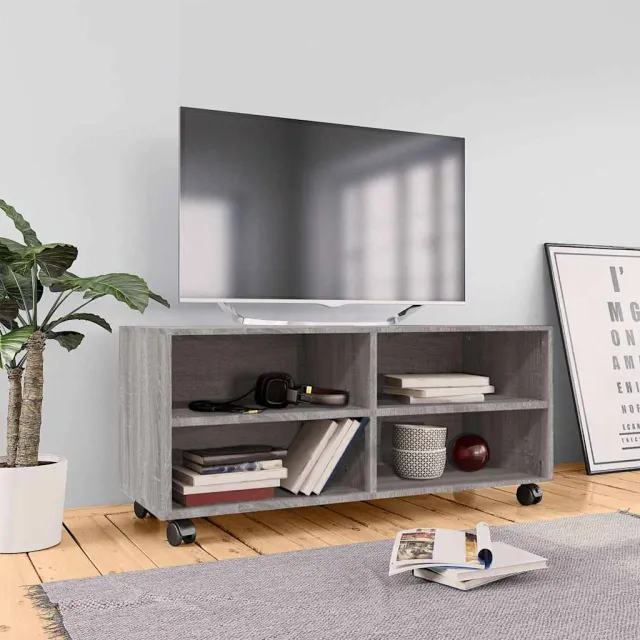 vidaXL Tv-meubel met wieltjes 90x35x35 cm bewerkt hout grijs sonoma, foto 2