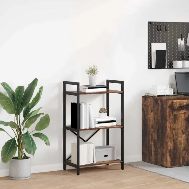 vidaXL Boekenkast 3-laags 56 x 34 x 96 cm Bewerkt hout Gerookt eiken, foto 2