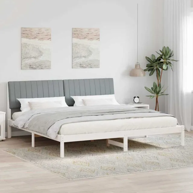 vidaXL Bedframe met hoofdeinde Wit 200 x 200 cm Massief grenenhout