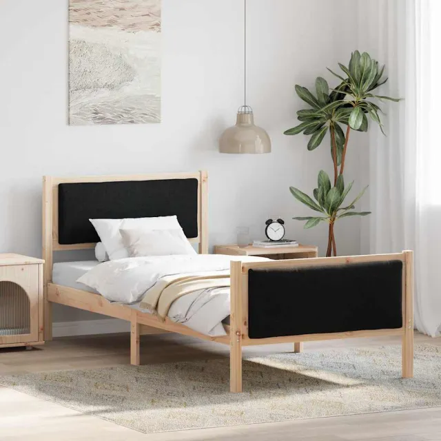 vidaXL Bedframe met hoofdeinde Zwart 90 x 190 cm Stof Bruin