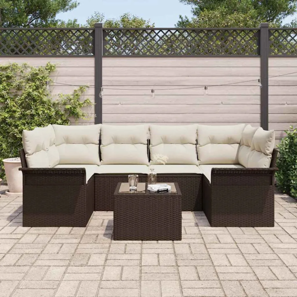 vidaXL Tuin Sofa Set 7 st Bruin poly rattan, foto 3