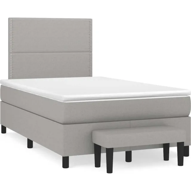 vidaXL Boxspring met matras stof lichtgrijs 120x190 cm grijs