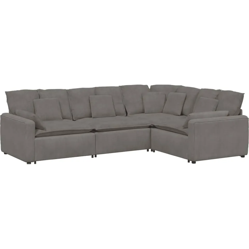 vidaXL Modulaire bank met kussens corduroy stof lichtgrijs
