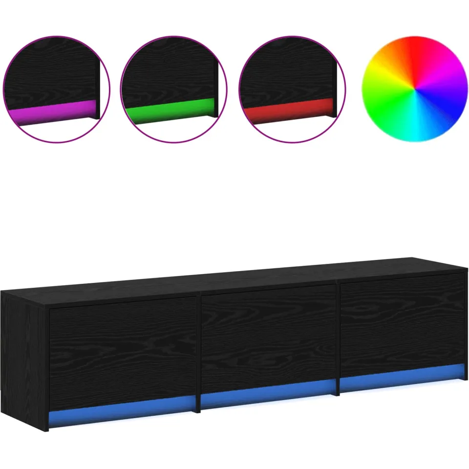 vidaXL TV-kast Zwart Eiken Bewerkt hout, foto 4