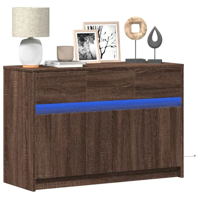 vidaXL Tv-meubel met LED 91x34x61 cm bewerkt hout bruin eikenkleurig