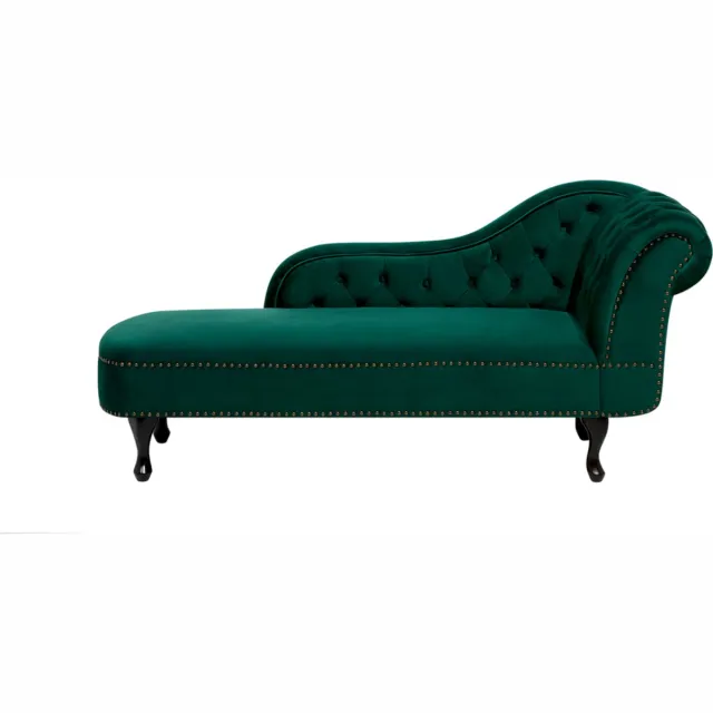 Beliani NIMES - Chaise longue - Donkergroen - Rechterzijde - Fluweel