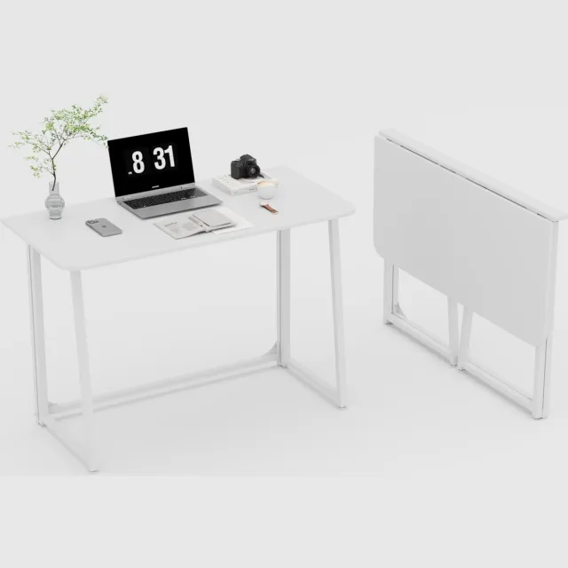 Unyqoos Compact en inklapbaar bureau voor thuiswerk en studieruimte zonder montage wit